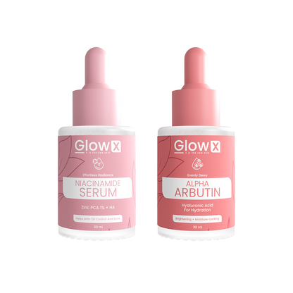 Glowx Two bottles of Glowx skincare serum on a white background