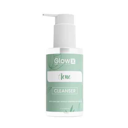 Glowx Acne Cleanser bottle on a white background