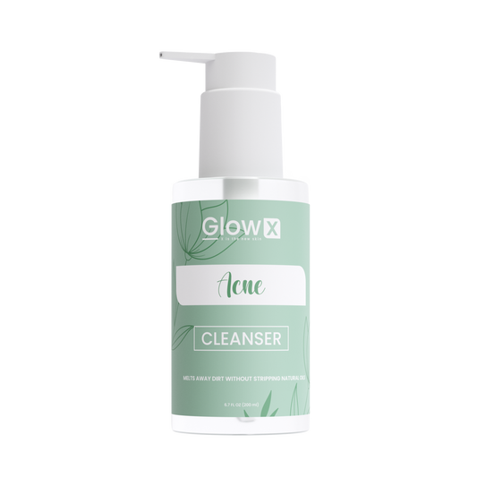 Glowx Acne Cleanser bottle on a white background