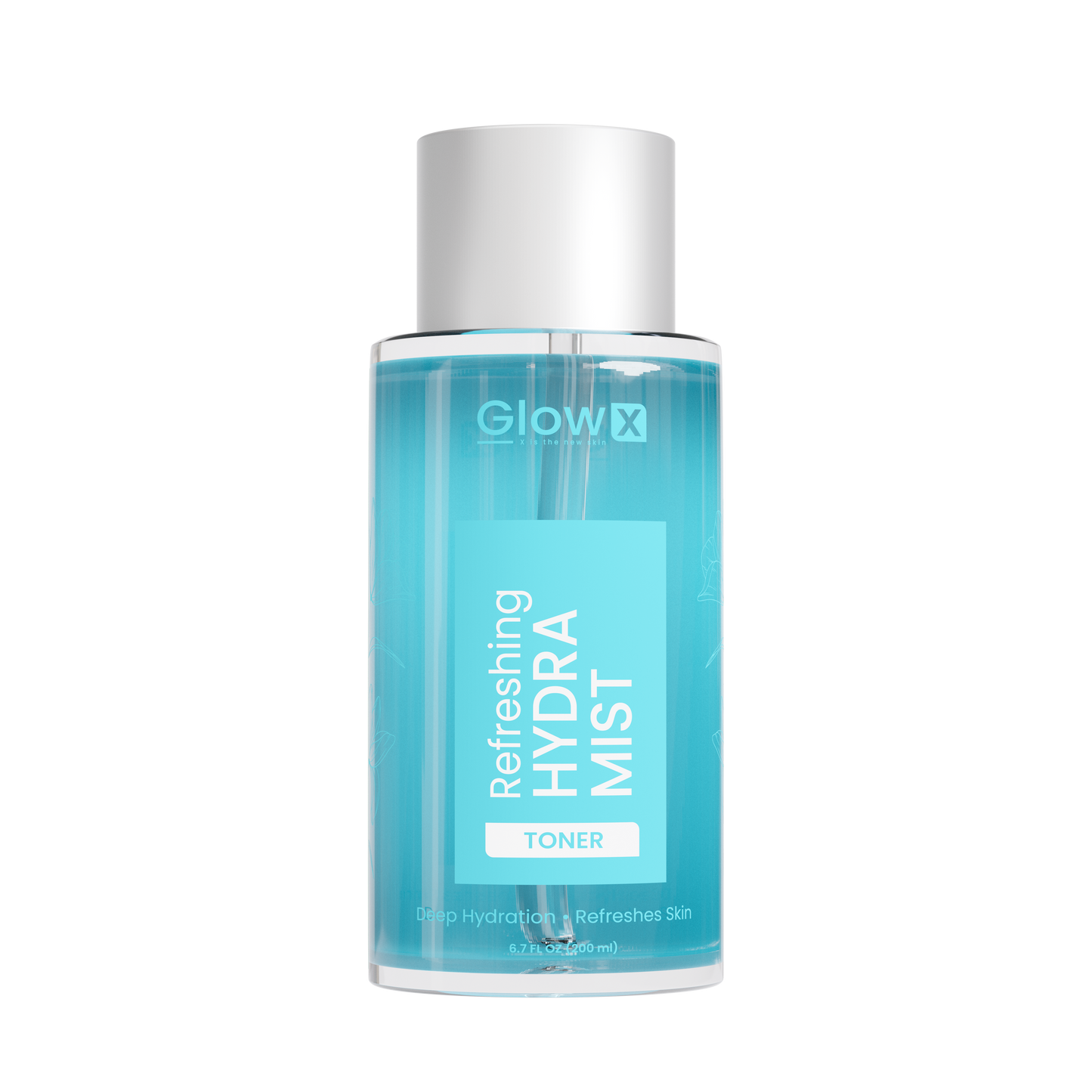GlowX Refreshing Hydra Mist toner bottle on a white background