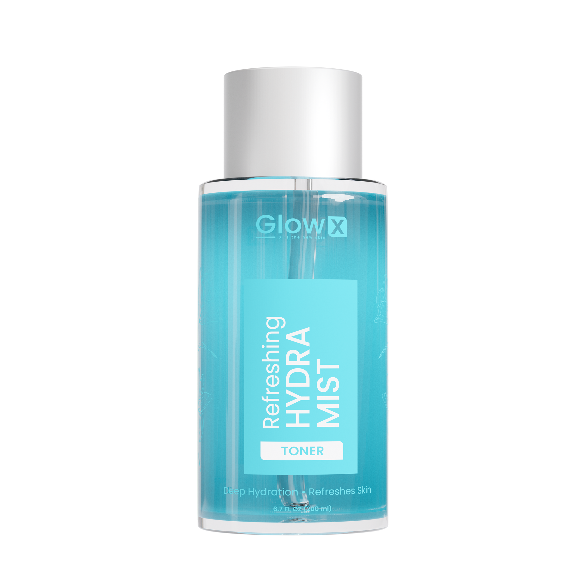 GlowX Refreshing Hydra Mist toner bottle on a white background