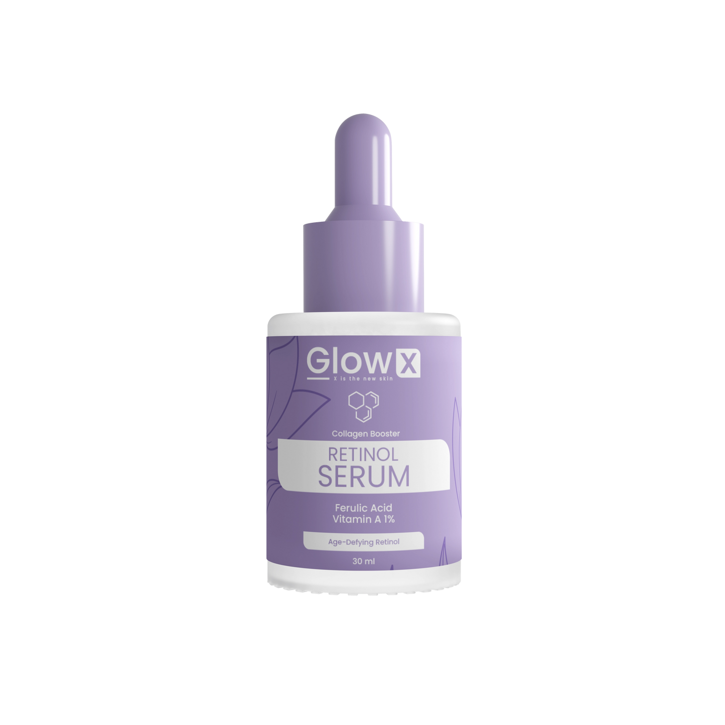 Glowx Retinol Serum bottle on a white background