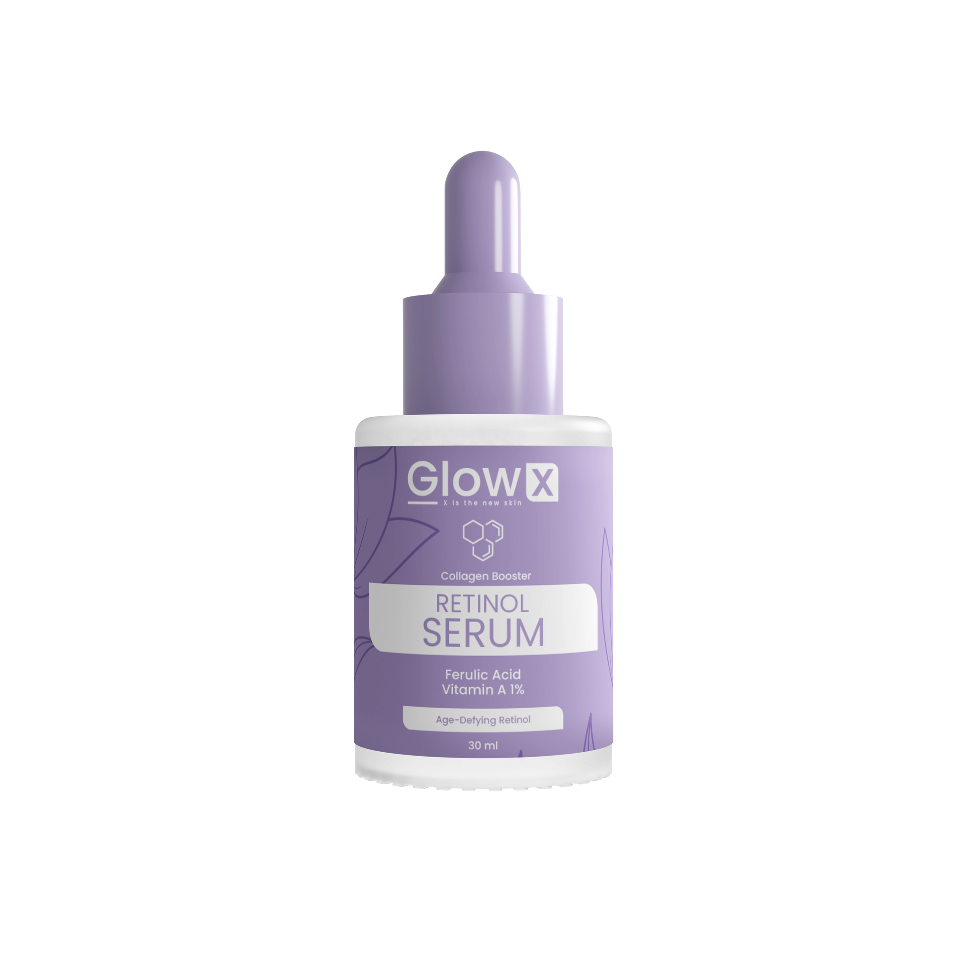 Glowx Retinol Serum bottle on a white background