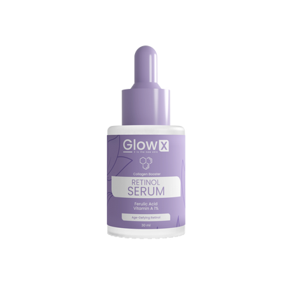 Glowx Retinol Serum bottle on a white background